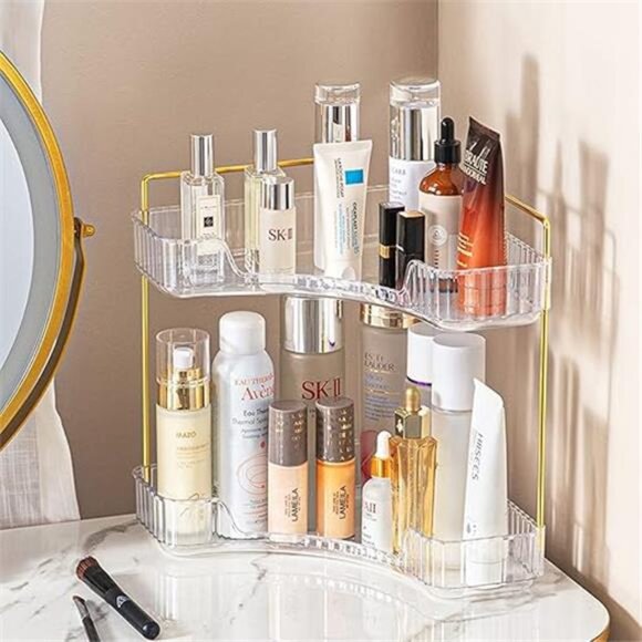 2-Tier Corner Bathroom Counter Organizer – Classic Storage Shelf for Makeup - Picture 7 of 7